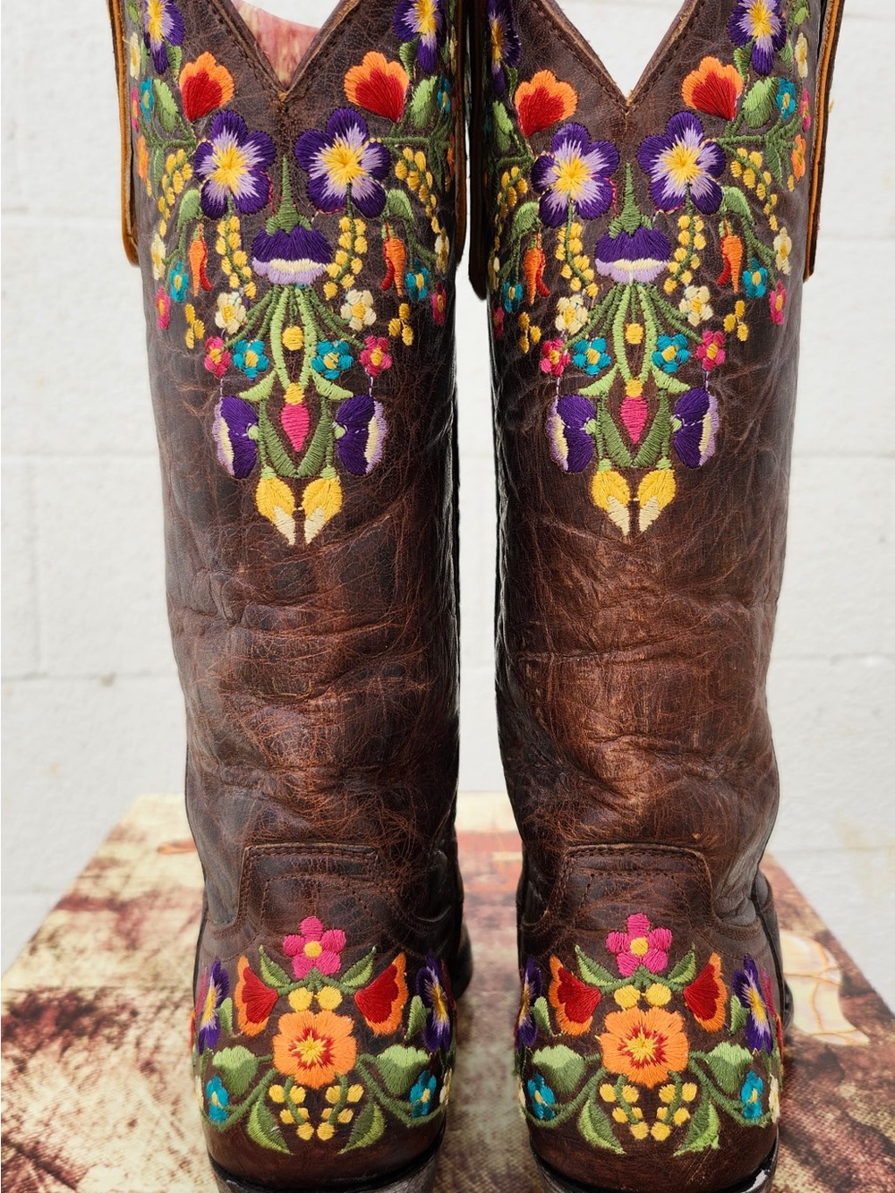 Old Gringo Sora 13 Floral Embroidered Women’s Cowboy Boots Brown Leather 7.5 - Picture 3 of 6